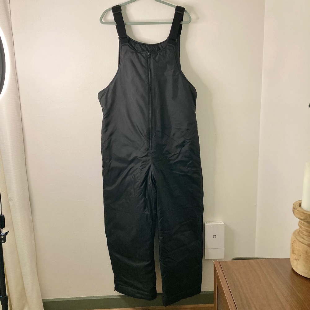 Guide Gear Mens Insulated Snow Bibs Black Quilted Winter Overalls Size Large